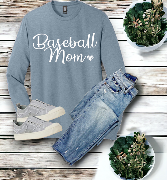 "Baseball Mom" Long sleeve Soft style