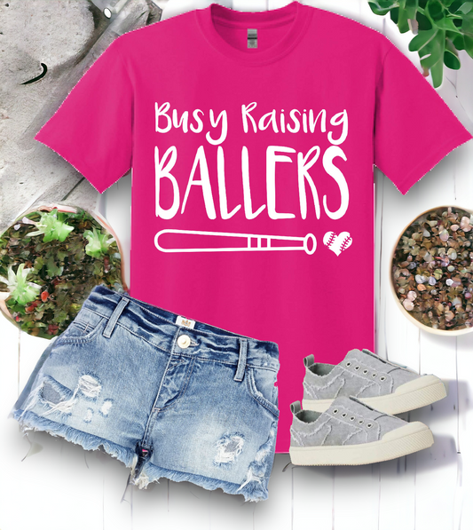 "Busy raising ballers" 50/50 Tee