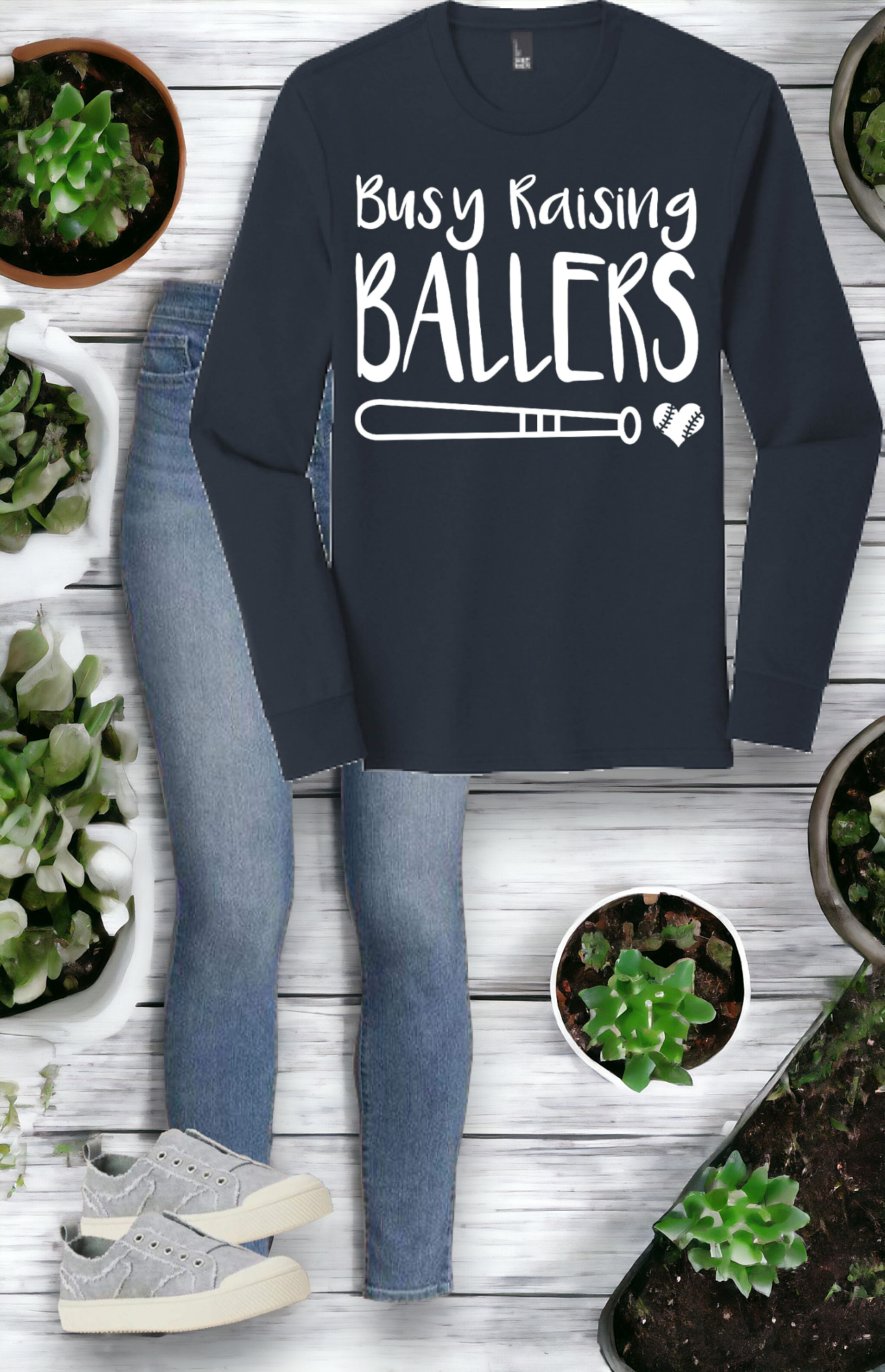 "Busy raising ballers" Long sleeve Soft style