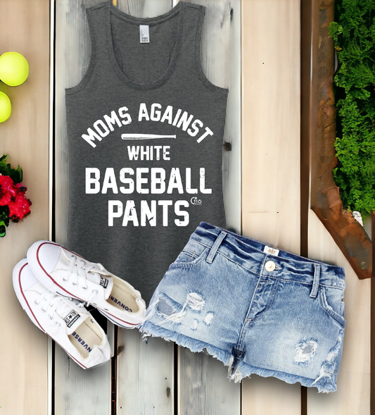 Moms Against White Baseball Pants Tank