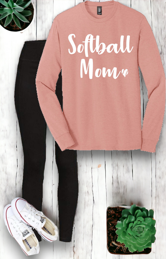 "Softball Mom" Long sleeve Soft style