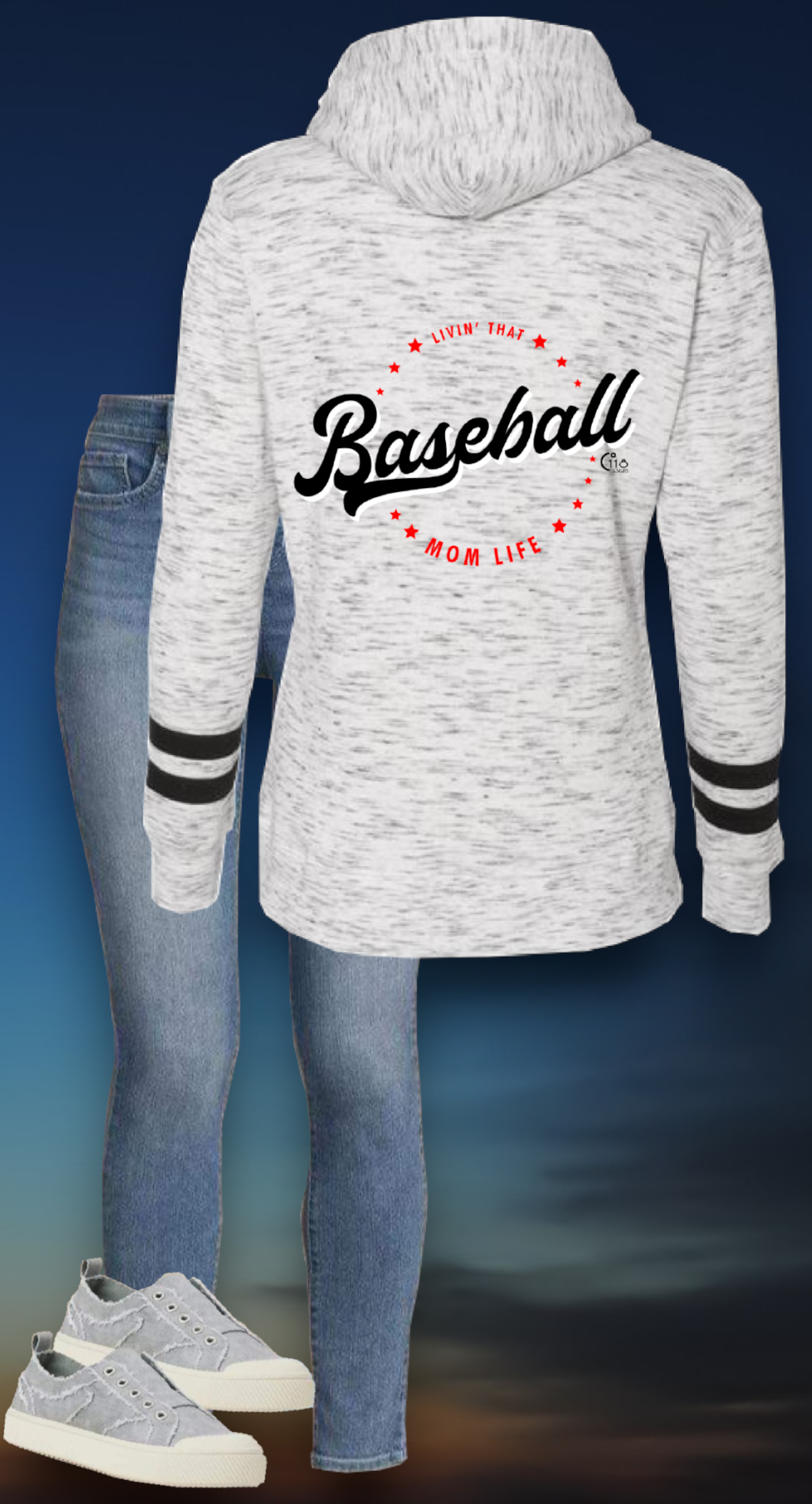 Living that Baseball Mom life Hoodie (left chest and full back)