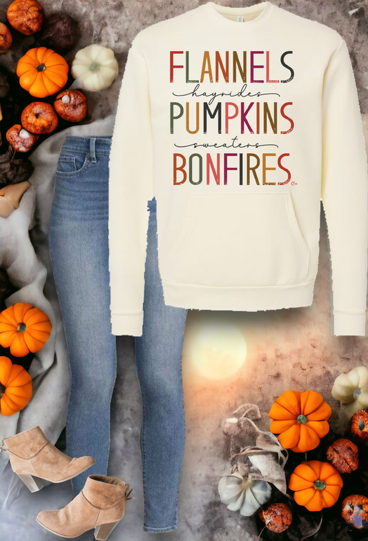 Flannels Pumpkin And Bonfires Crewneck sweatshirt